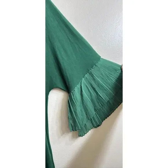 Suzanne Betro Hunter Green Ruffle Tunic Large - Picture 6 of 6